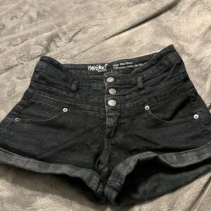 High Rise Black Jean Shorts